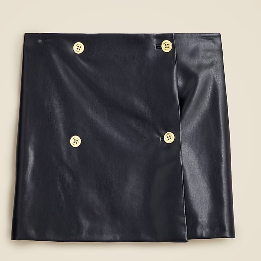 J. Crew Mini wrap skirt in navy blue faux patent leather women’s Size 4 NWT